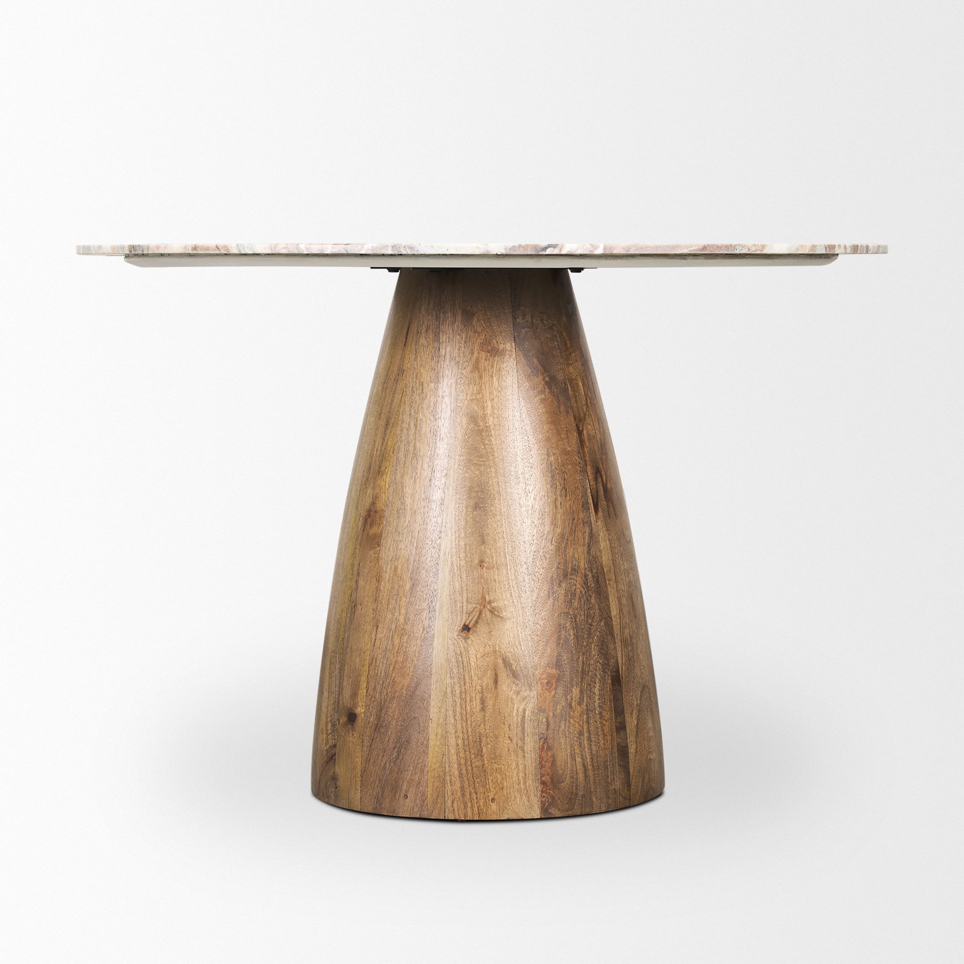 Allyson Round Medium Brown with Pink Marble Pedestal Dining Table large image 