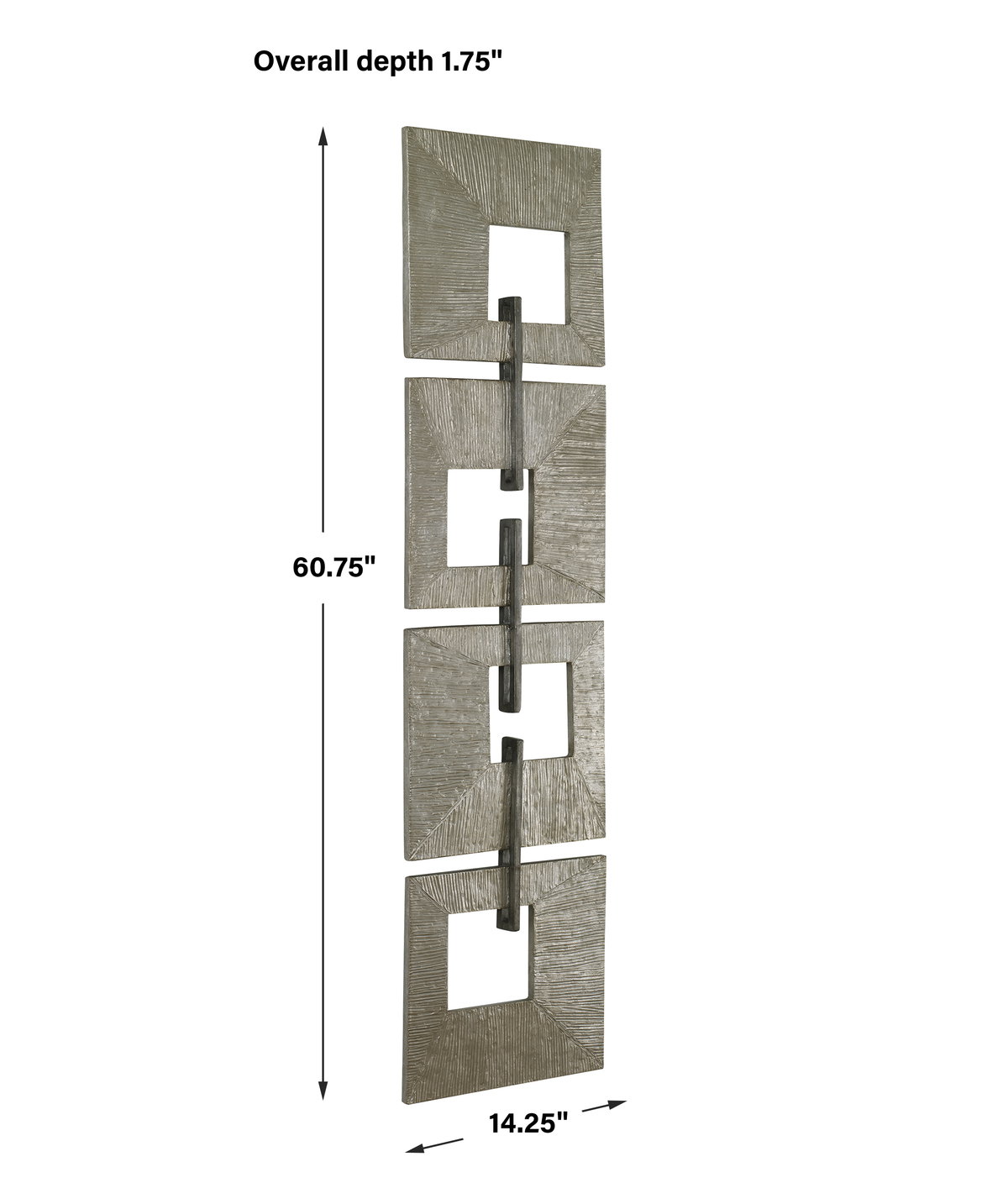 Linked Champagne Metal Wall Decor, Sculptural Wall Art by Uttermost, 14.25" width x 60.75" height x 1.75" depth View 3
