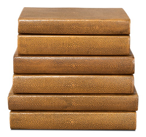 Shagreen Books  Set Of 12  Tawny Brown