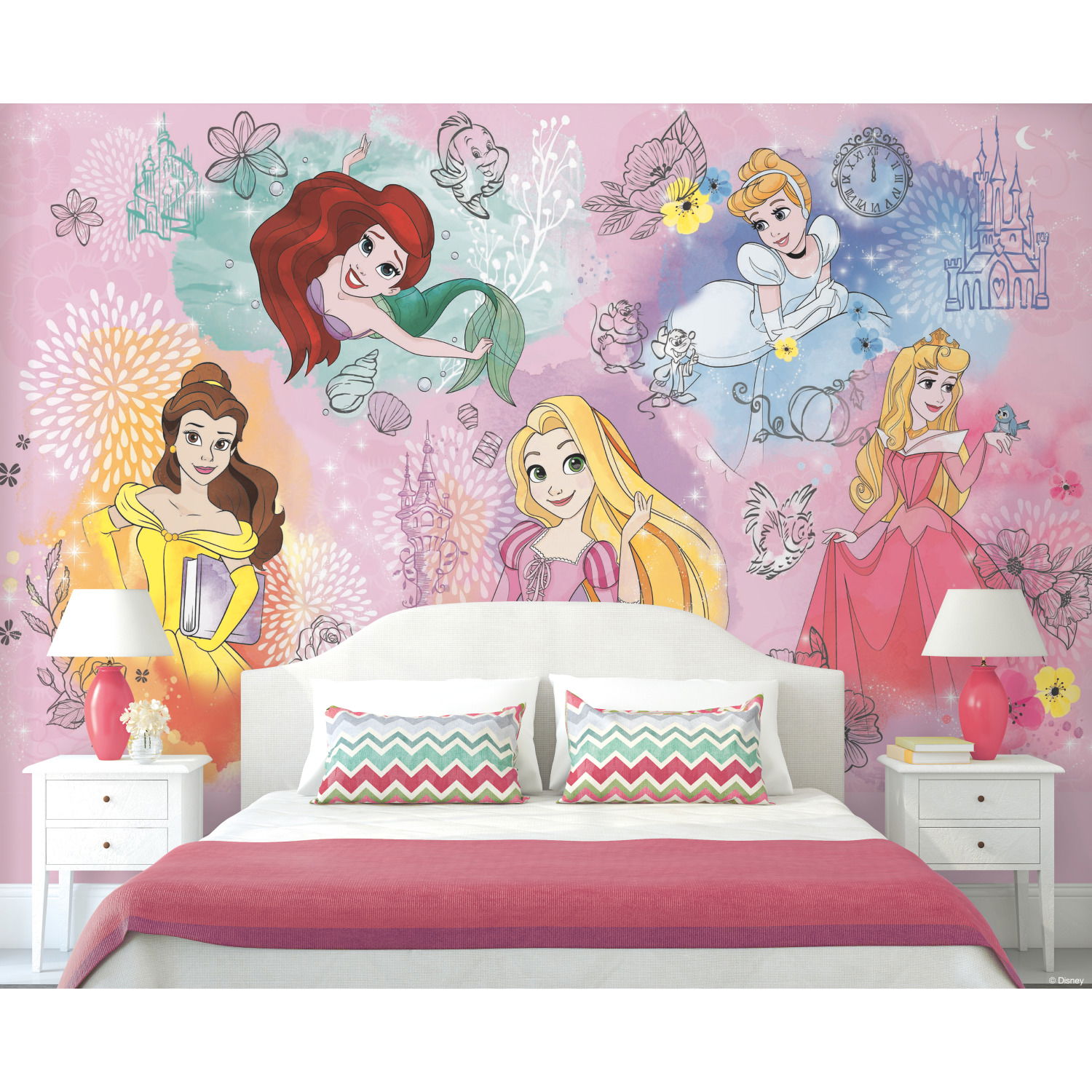 Disney Princess Pink Peel & Stick Wall Mural large image 