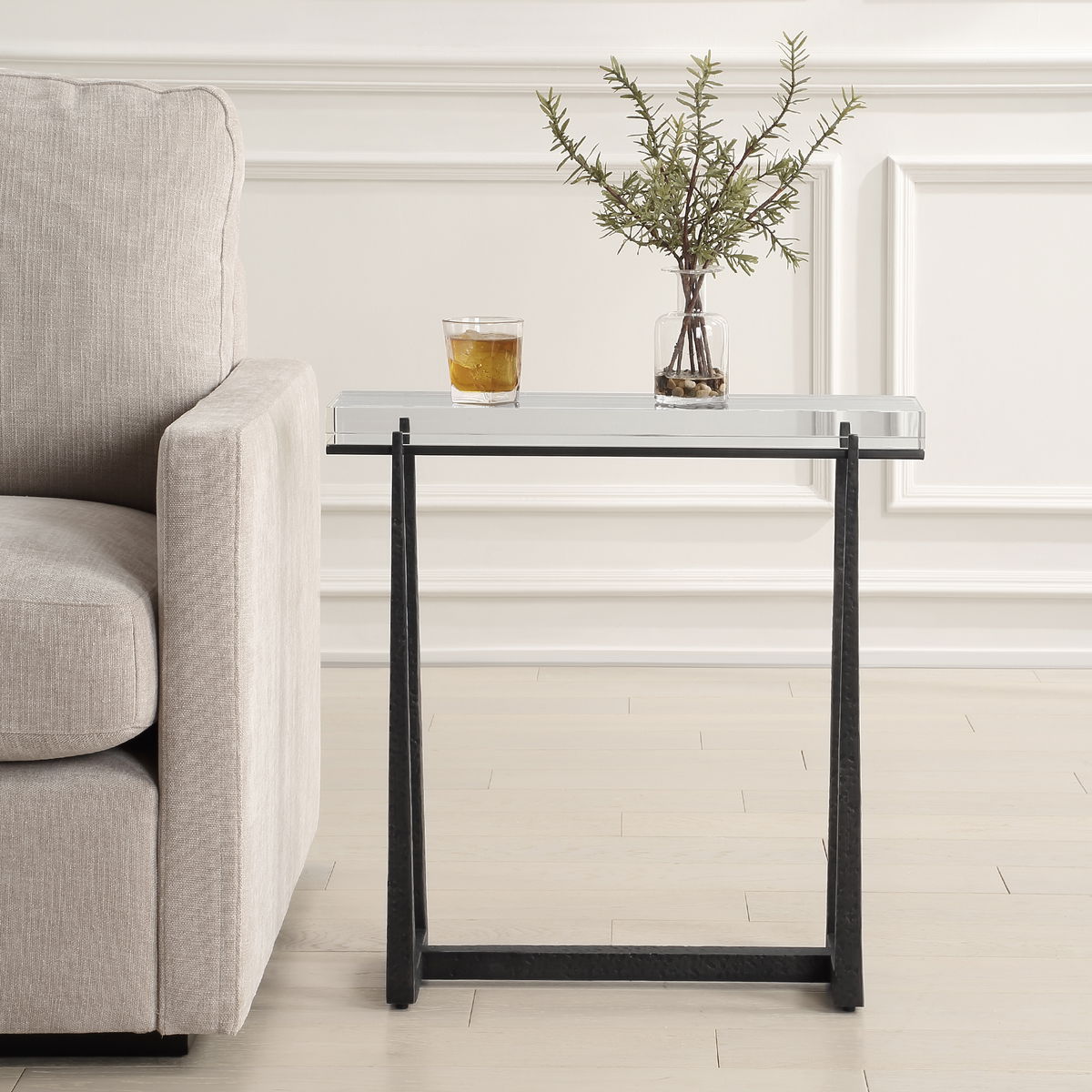 Midas Bronze Accent Table, Side & End Table by Uttermost, 24" width x 24" height x 8.67" depth View 2