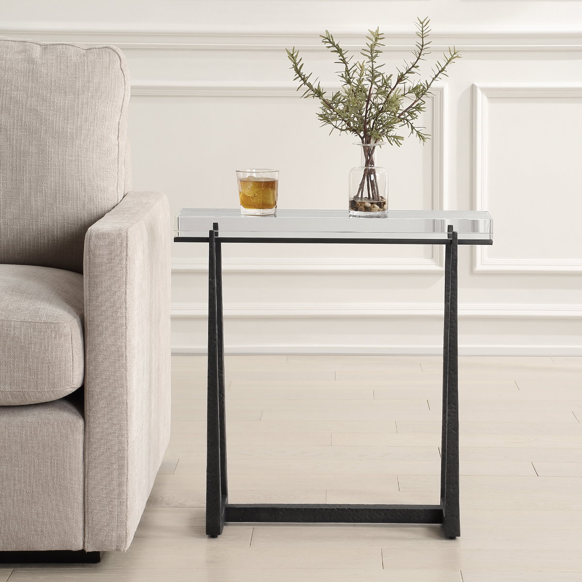 Midas Bronze Accent Table, Side & End Table by Uttermost, 24" width x 24" height x 8.67" depth View 2
