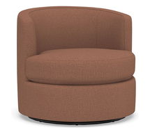 Online Designer Other Balboa Upholstered Petite Swivel Armchair, Polyester Wrapped Cushions, Performance Brushed Basketweave Adobe