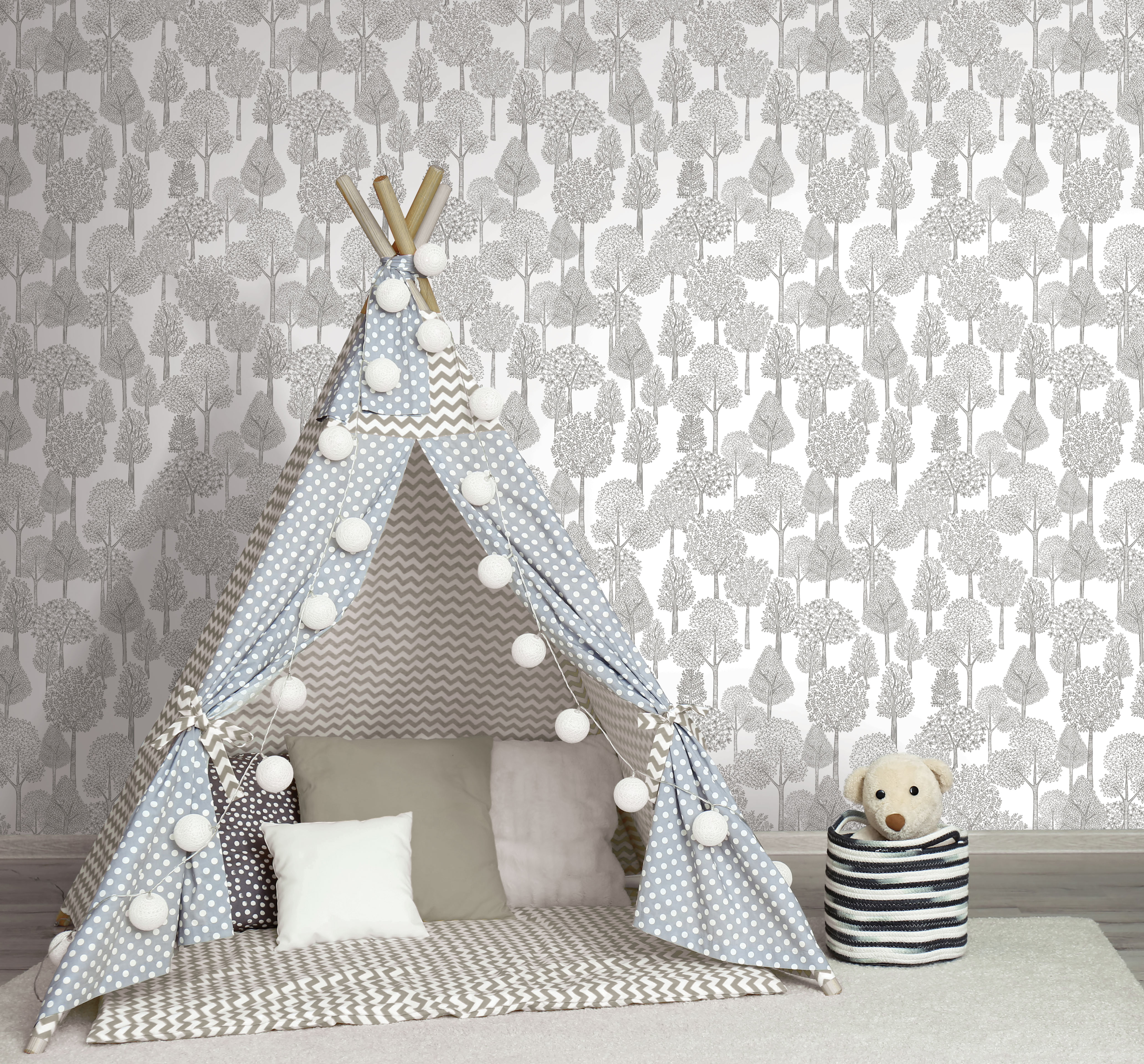 Treetops Grey Peel & Stick Wallpaper, by York Wall, 20' length x 1'8.5" width x 0.02" depth View 3