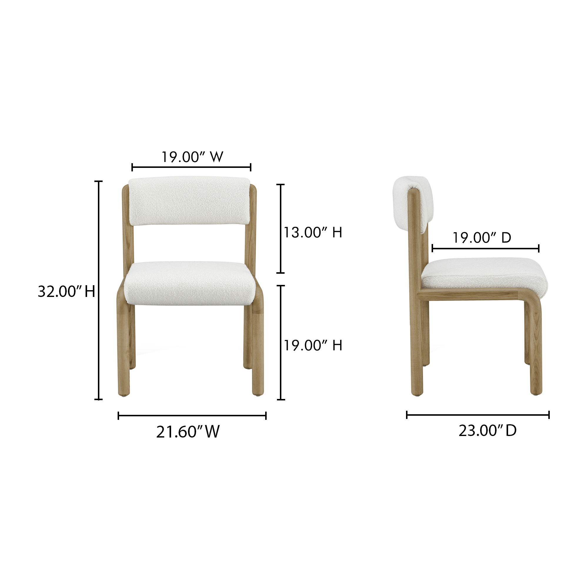 April Dining Chair White-set Of Two, by Moe's Home, 21.6" width x 32" height x 23" depth View 9