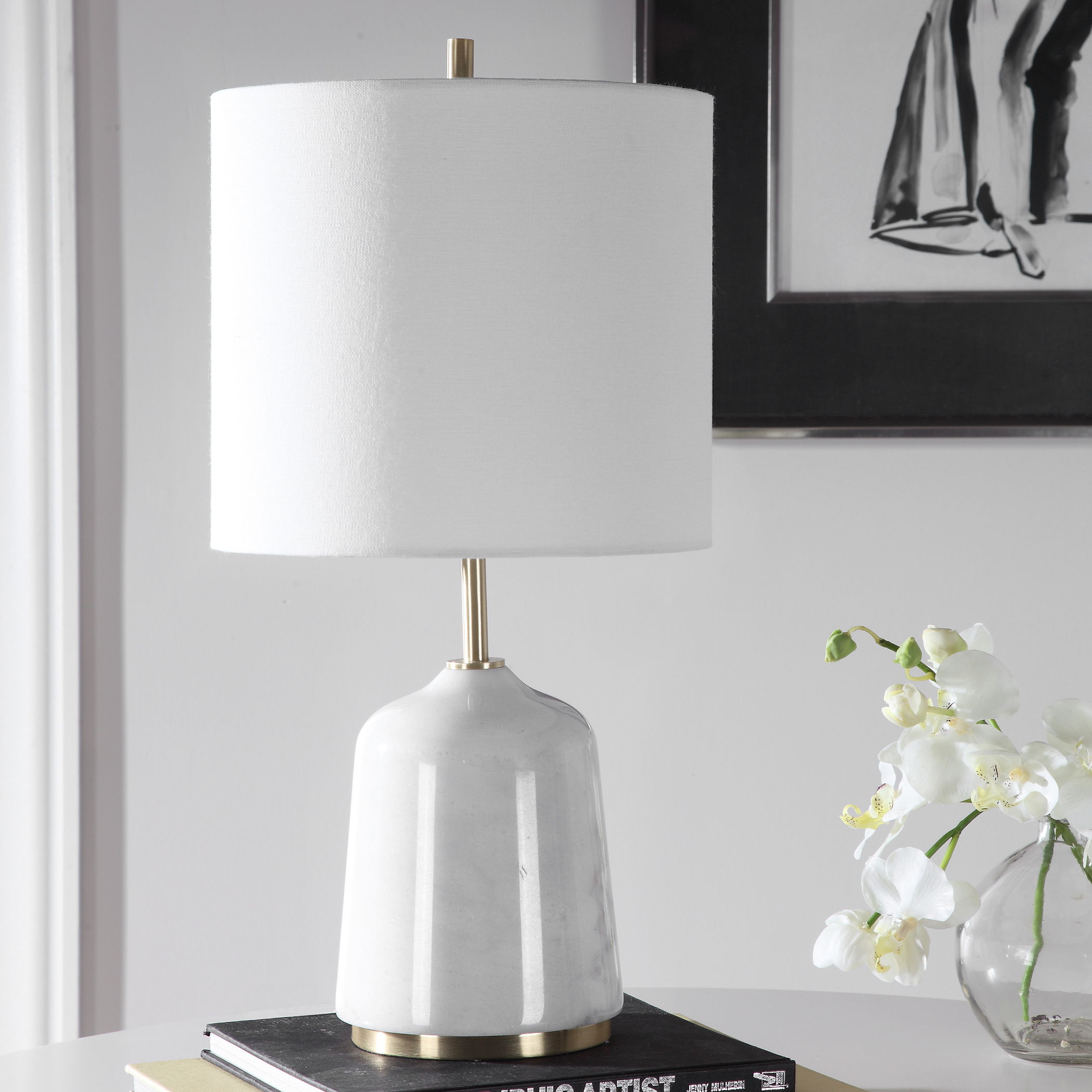 Eloise White Marble Table Lamp large image 