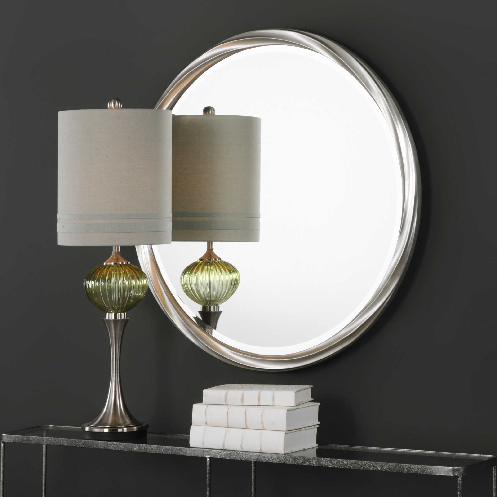 Orion Silver Round Mirror, by Uttermost, 36" width x 36" height x 1.25" depth View 5