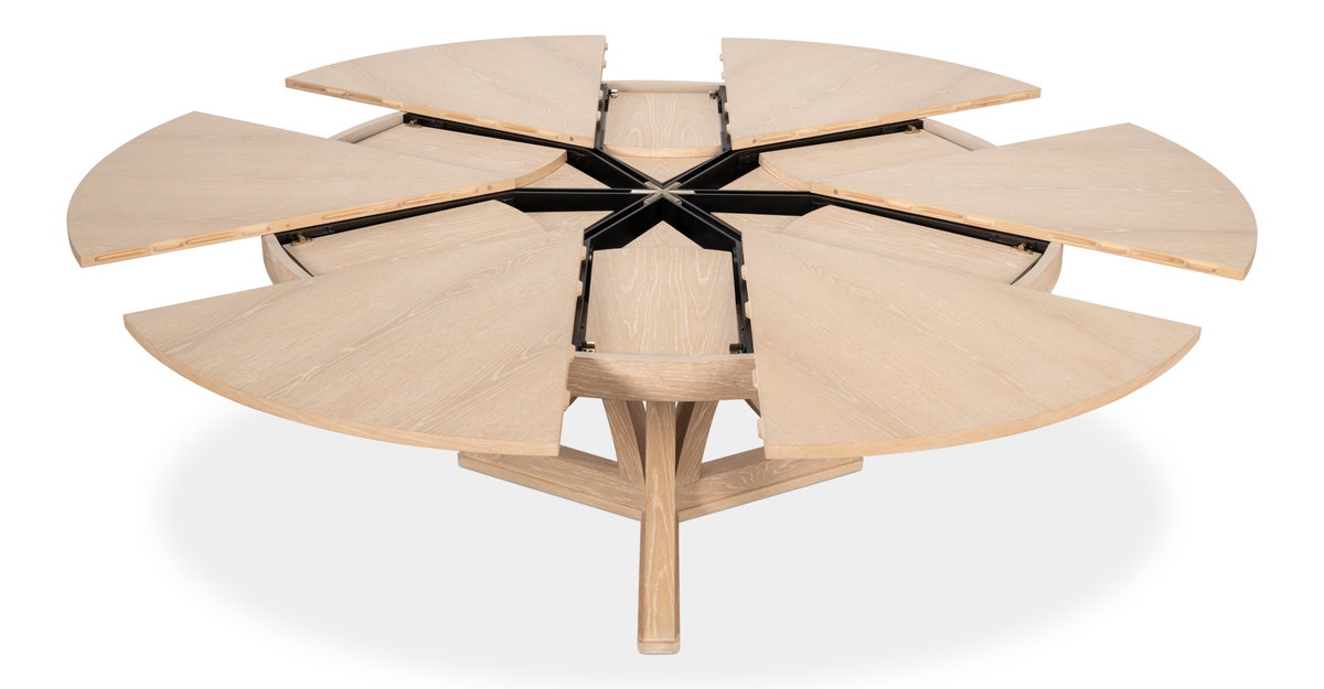 Casual Jupe Dining Table Bleached Oak M, by Sarreid, 4'7" length x 4'7" width x 2'6" height View 4