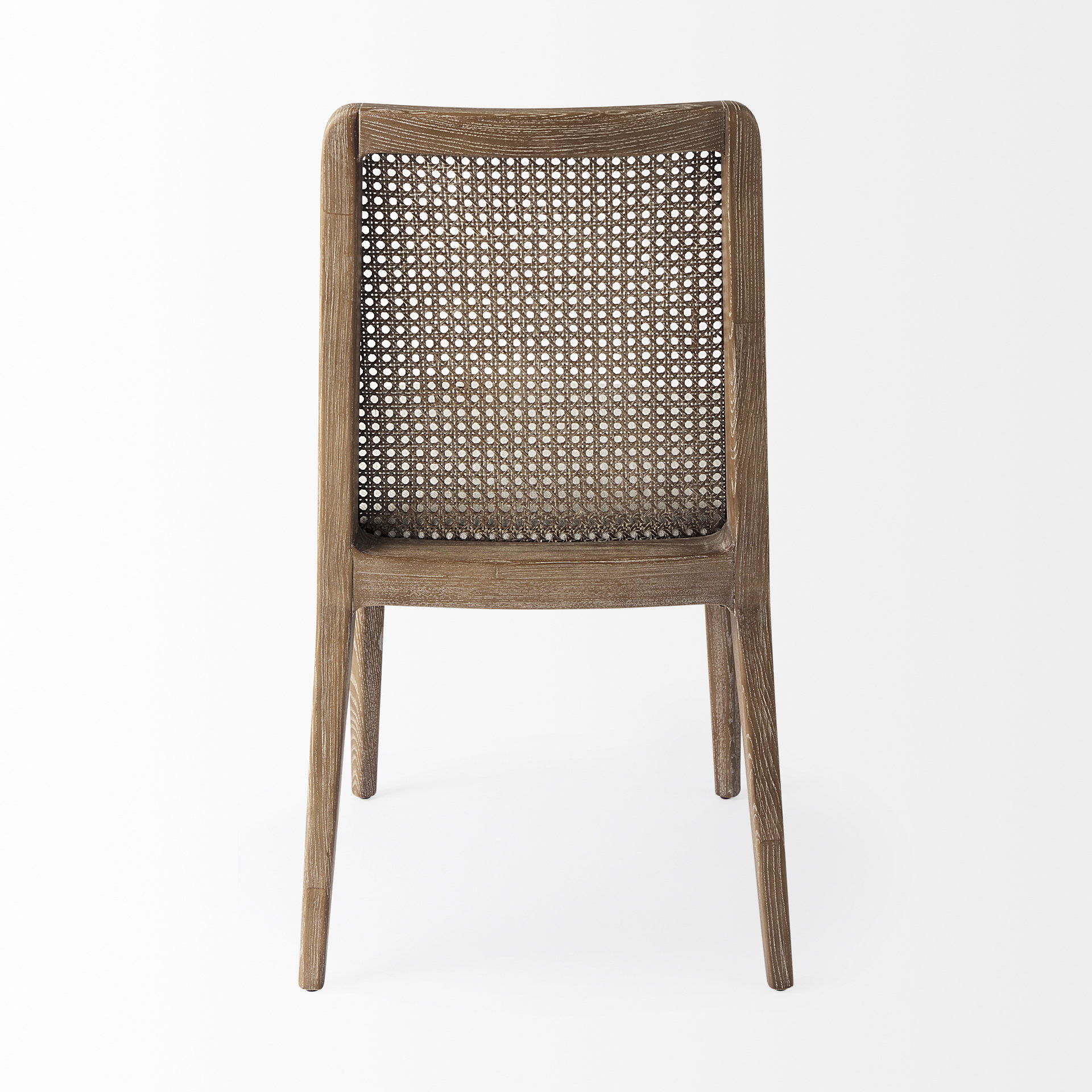 Clara Light Brown Wood with Cream Fabric Seat and Cane Back Armless Dining Chair large image 