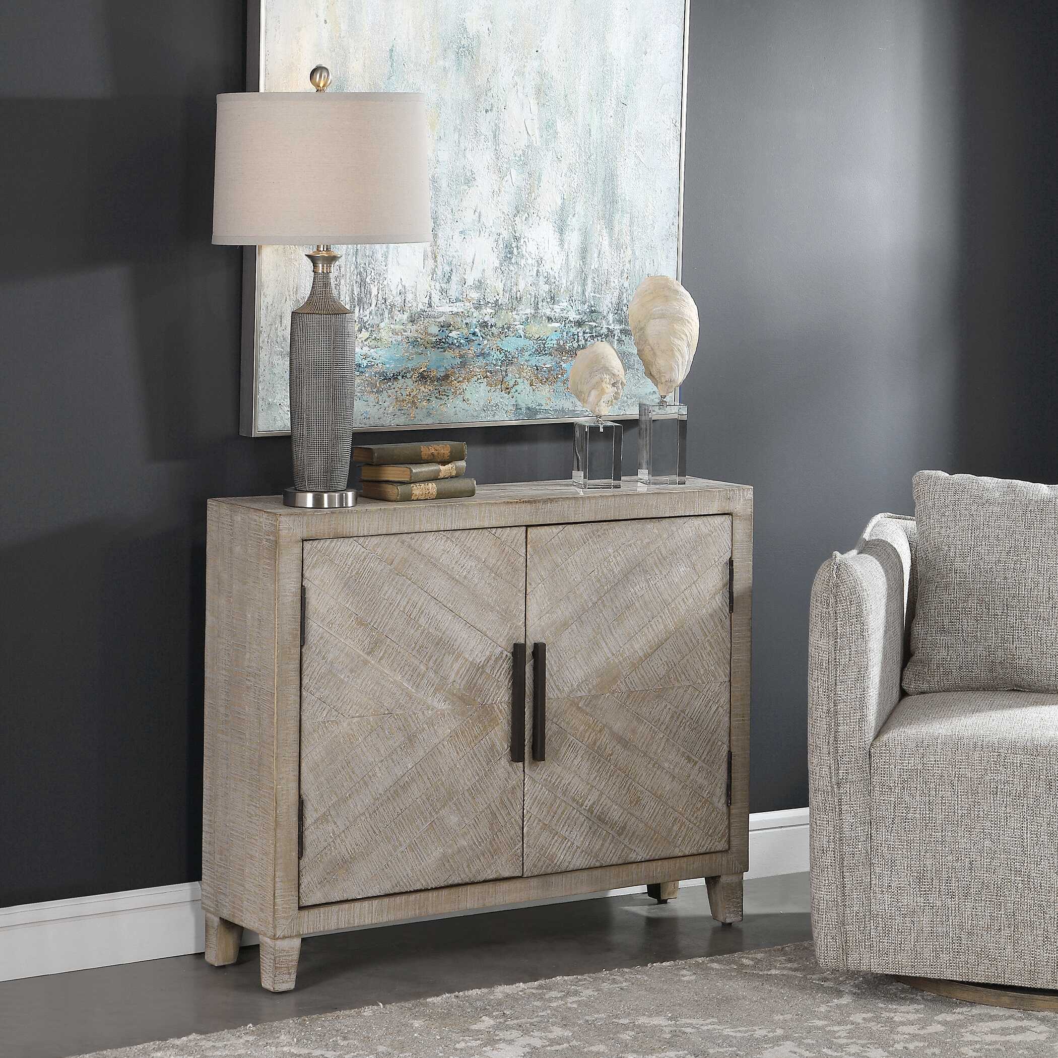 Adalind White Washed Accent Cabinet, Furniture by Uttermost, 40" width x 31.75" height x 11" depth View 6