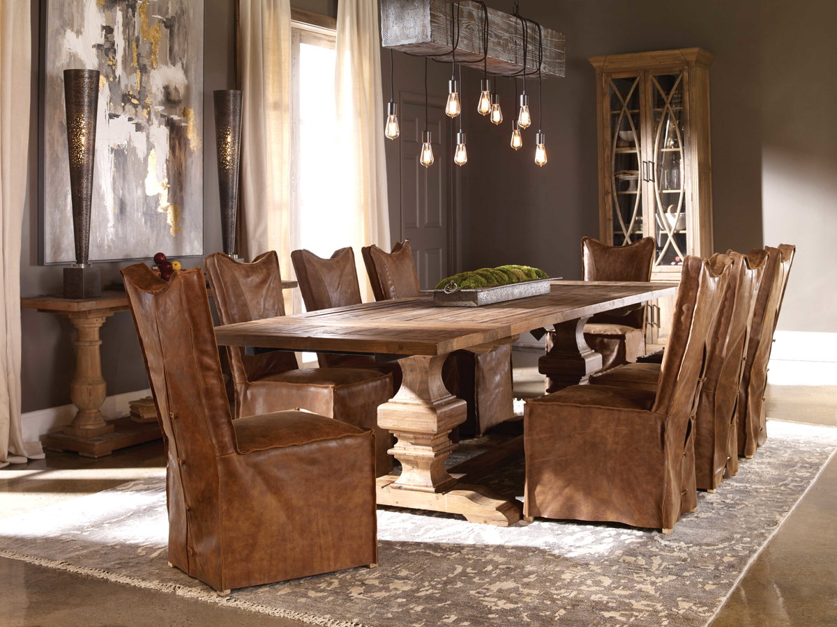 Delroy Armless Chairs Cognac Set Of 2, Accent Chair by Uttermost, 19.5" width x 40" height x 26" depth View 2