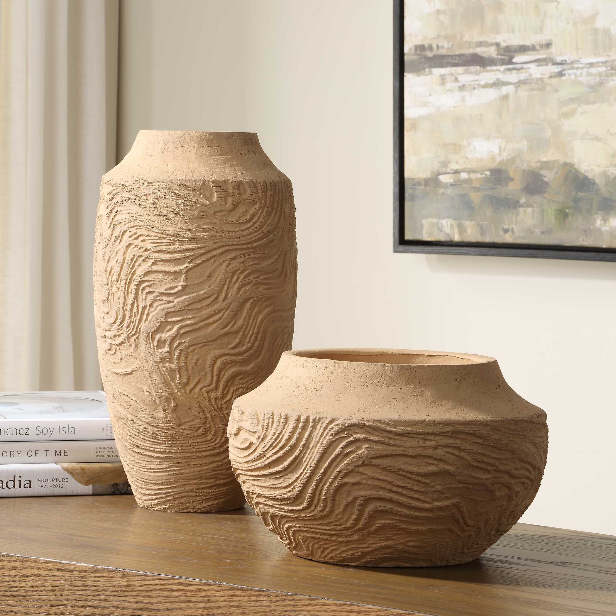 Sandstone Flow Large Terracotta Vase large image 