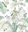 Boho Palm Green Peel & Stick Wallpaper, by York Wall, 18'10.8" length x 1'6" width x 0.02" depth thumbnail