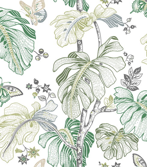 Boho Palm Green Peel & Stick Wallpaper