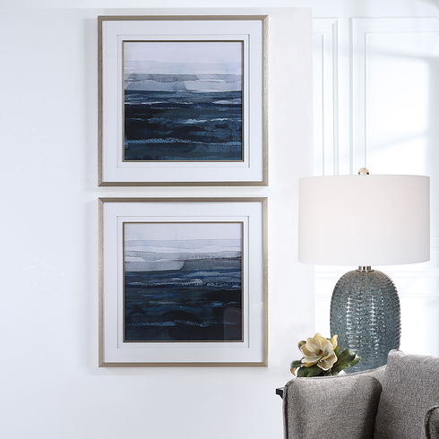 Rising Blue Abstract Framed Prints, Set/2