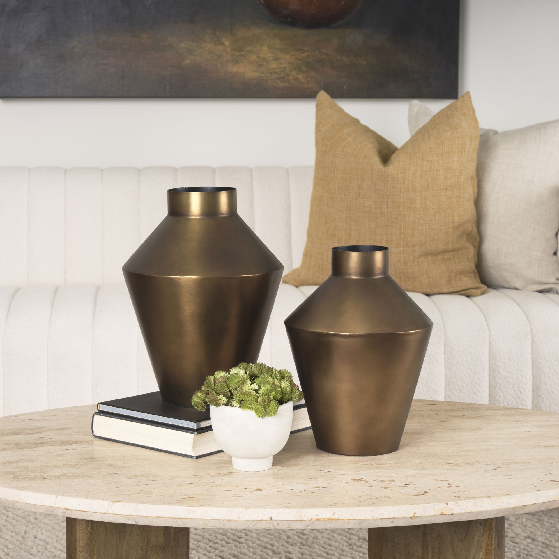 Perrin Small Brushed Gold Metal Decorative Vase large image 