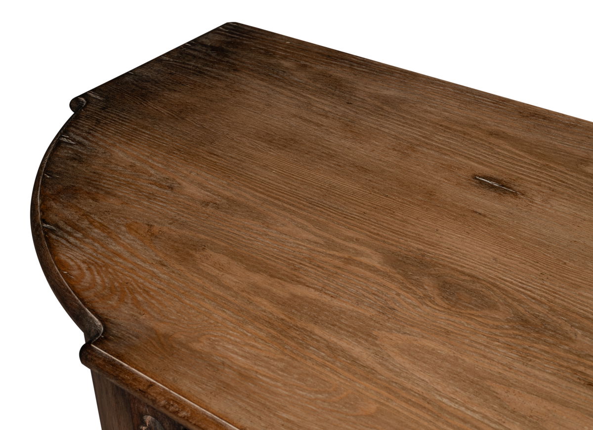 Brooks Demilune  Brown, by Sarreid, 1'8" length x 5'3" width x 3'9" height View 10