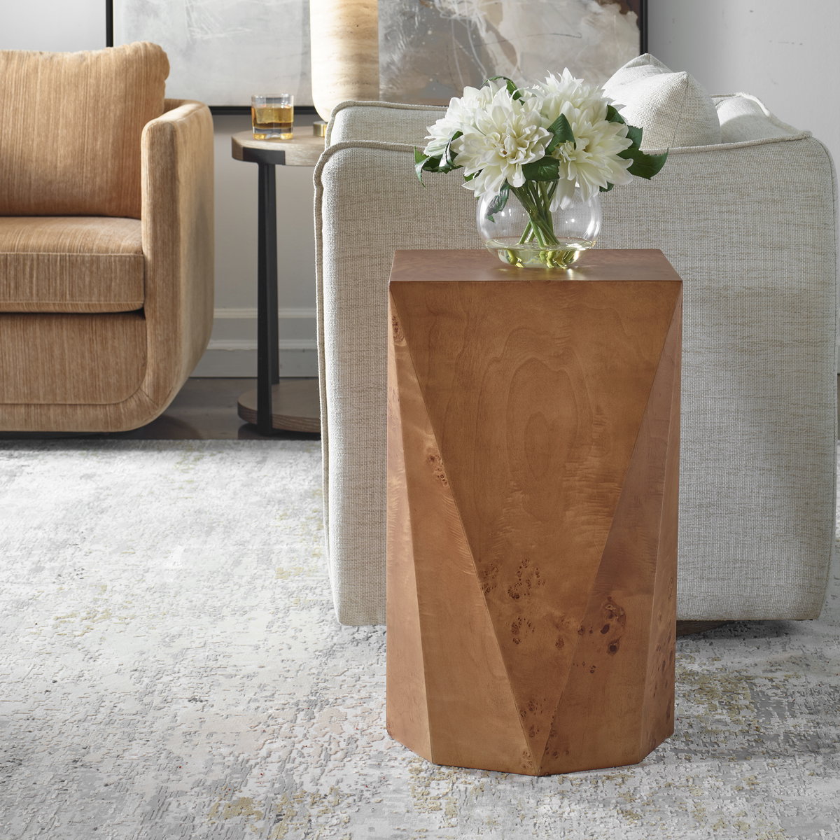 Hughes Geometric Accent Table, Side & End Table by Uttermost, 14" width x 24" height x 14" depth View 2