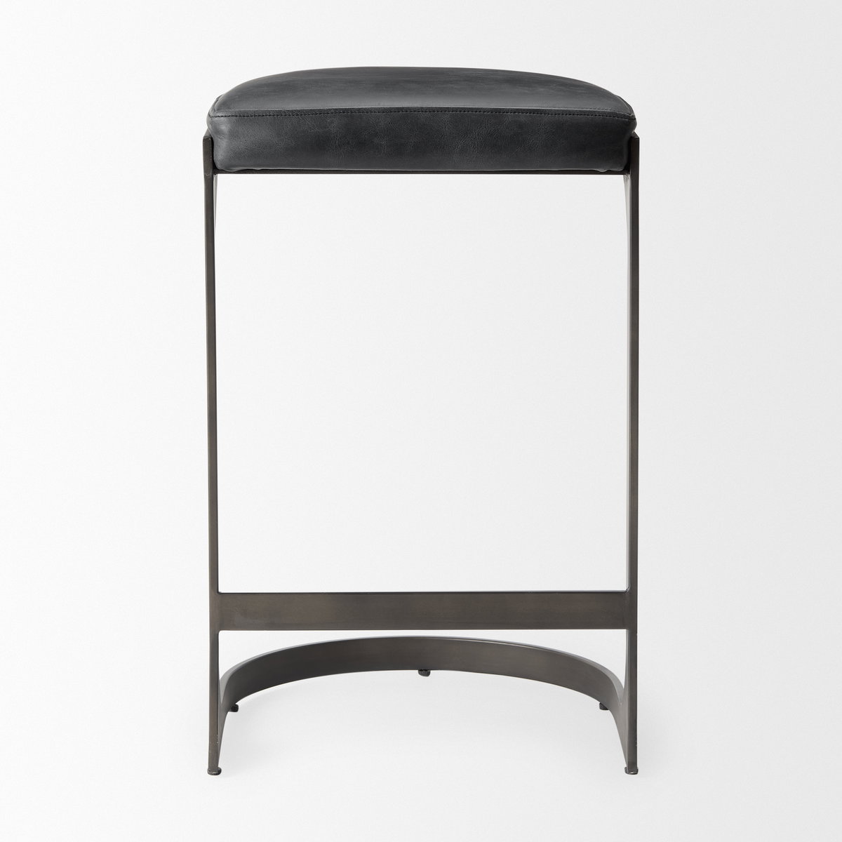 Tyson Backless 28in Seat Bar Stool | Black Leather with Black Metal, Counter & Bar Stool by Mercana, 17.25" length x 17.5" width x 28" height View 3