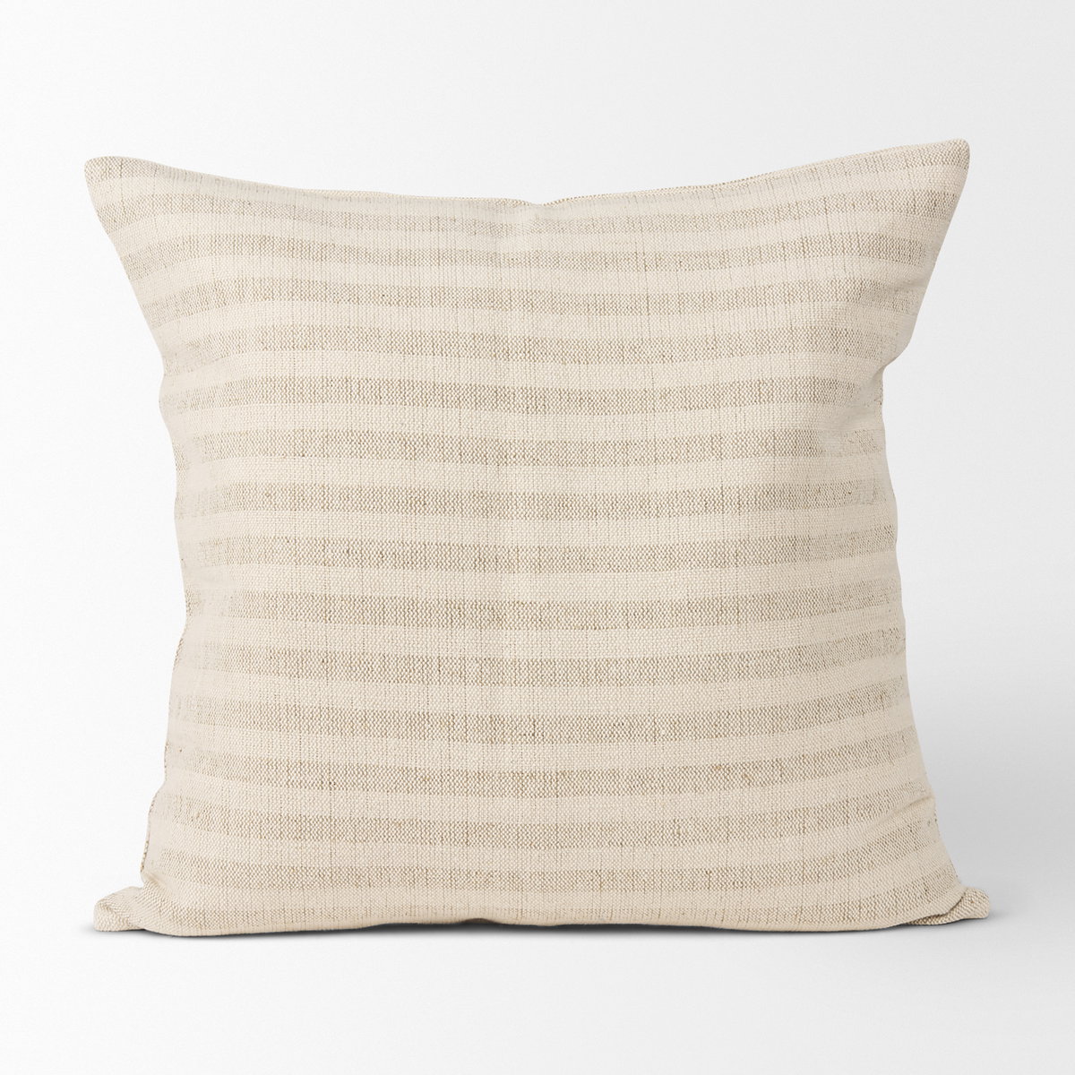 Jace Cream with Beige Stripe Linen-Cotton Square Decorative Pillow Cover, by Mercana, 22" length x 22" width x 0.2" height View 5