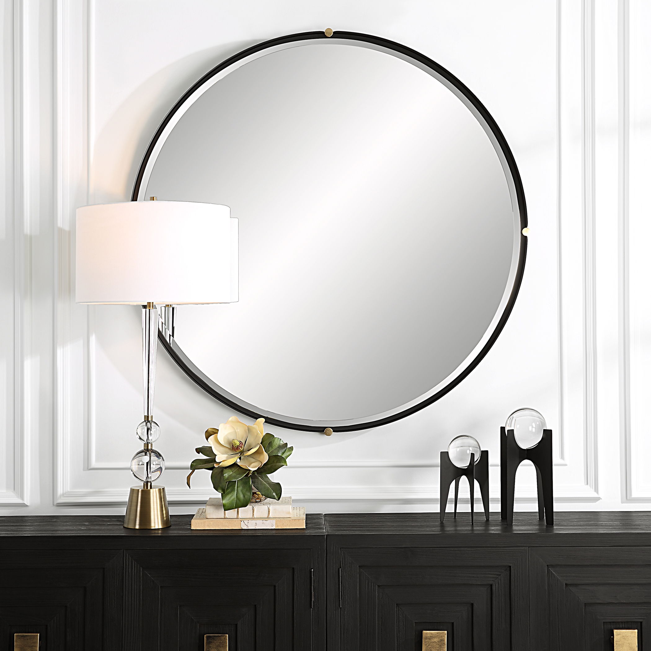 Bonded Round Black Mirror large image 