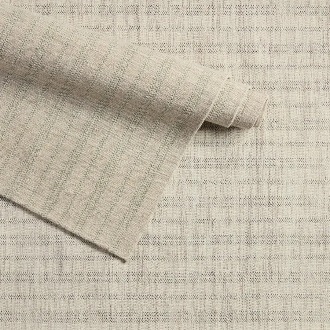Marietta Handmade Striped Light Gray/ Light Green Area Rug (9'X12') large image 