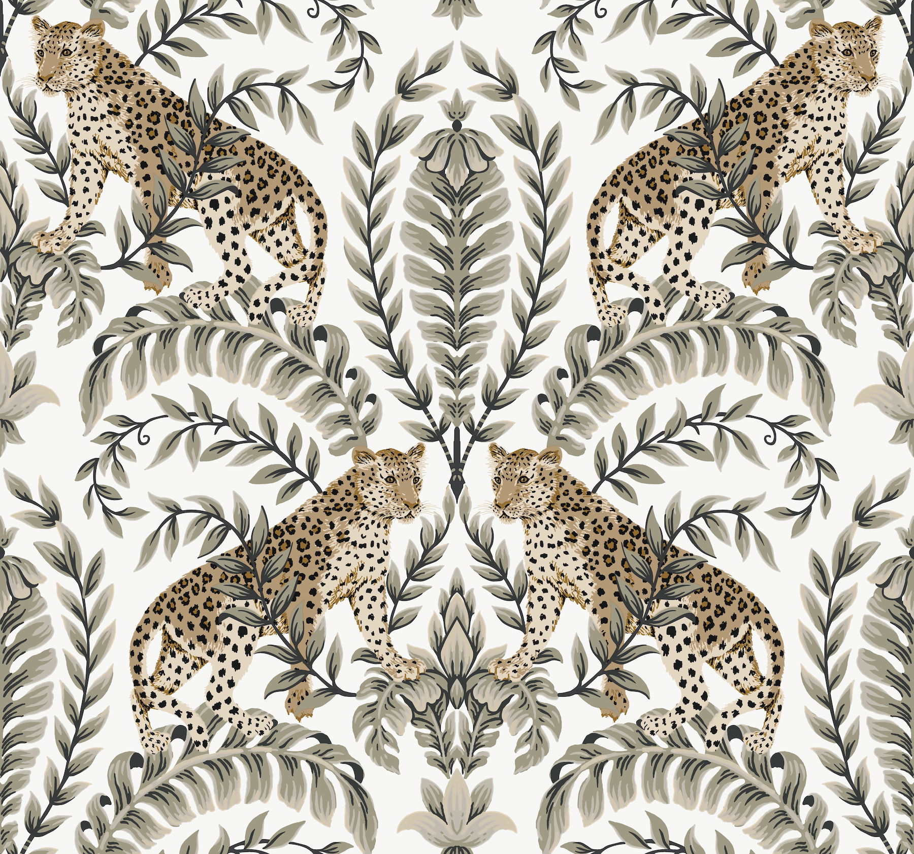 Jungle Leopard White & Black Wallpaper Jungle Leopard White & Black Wallpaper large image