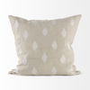 Enya 18L x 18W Beige and Cream Fabric Patterned Decorative Pillow Cover, by Mercana, 18" length x 18" width x 0.2" height thumbnail 4