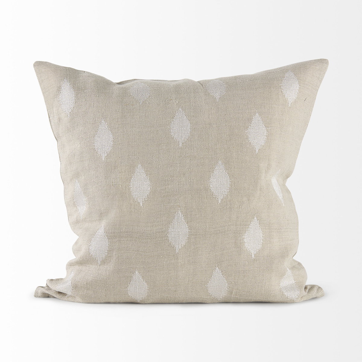 Enya 18x18 Beige and Cream Fabric Patterned Pillow Cover, Decorative Pillow by Mercana, 18" length x 18" width x 0.2" height View 4