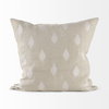 Enya 18x18 Beige and Cream Fabric Patterned Pillow Cover, Decorative Pillow by Mercana, 18" length x 18" width x 0.2" height thumbnail 4