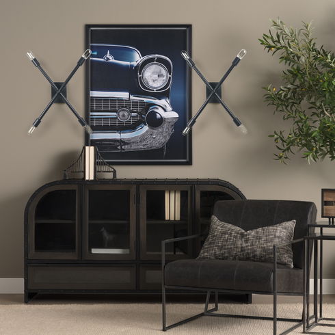 Xendi 4x25 Black Toned Metal Sputnik Wall Sconce