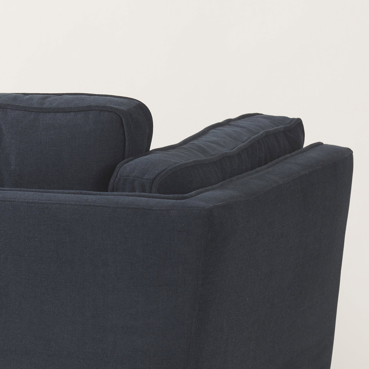 Brooks  Navy Blue Fabric Chair with Medium Brown Wooden Legs, Accent Chair by Mercana, 41.73" length x 34.84" width x 33.46" height View 12