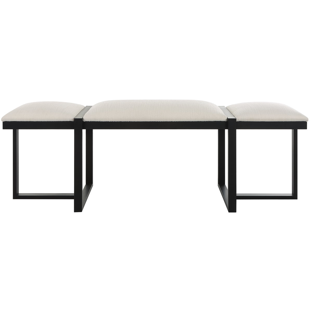 Triple Cloud Modern Upholstered Bench, Benche by Uttermost, 60.75" width x 22" height x 16" depth View 1