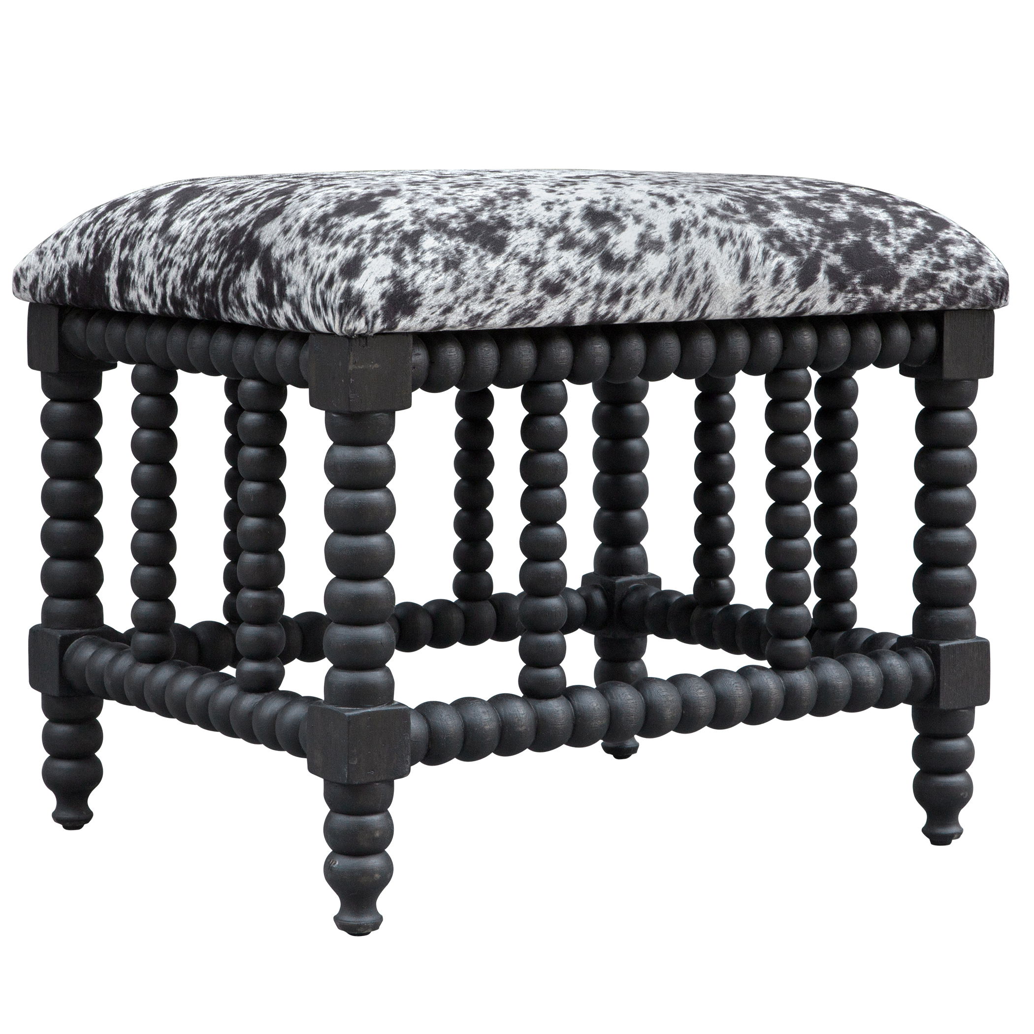 Rancho Faux Cow Hide Small Bench large image 