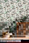 Botanicals & Lemurs White & Green Peel & Stick Wallpaper thumbnail 1