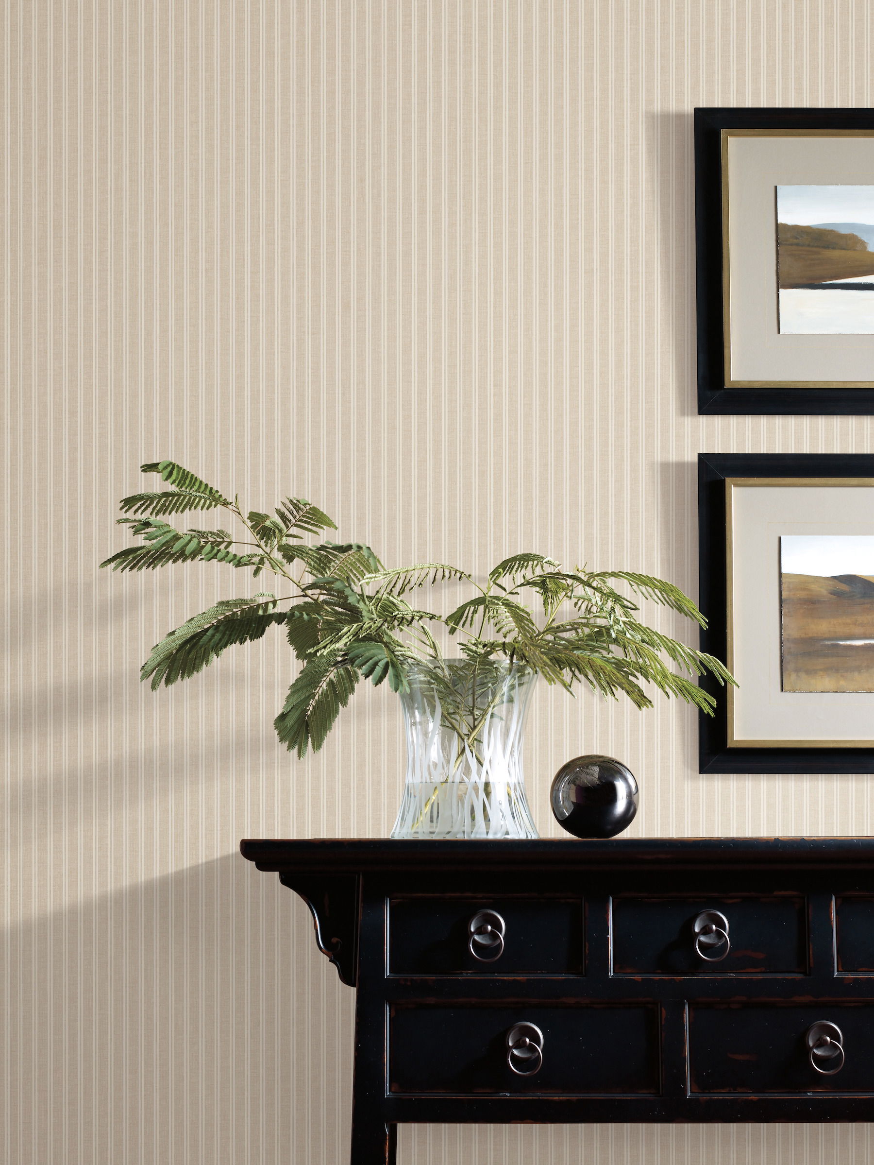 Beige New Ticking Stripe Wallpaper large image 