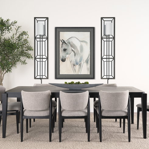 Noah 12.2x55 Black Metal with White Fabric Shade Rectangular Wall Sconce