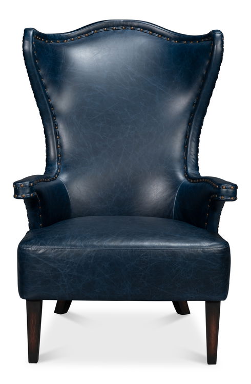 Drake Distilled Leather Chair, Blue