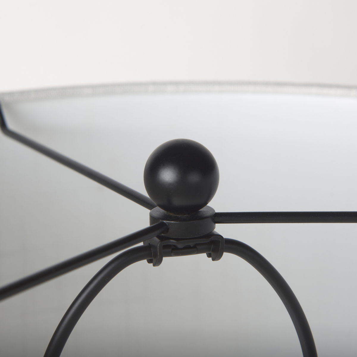 Sarah  Arched Black Metal with Marble Cube and White Shade Table Lamp, by Mercana, 15" length x 10" width x 22.2" height View 8