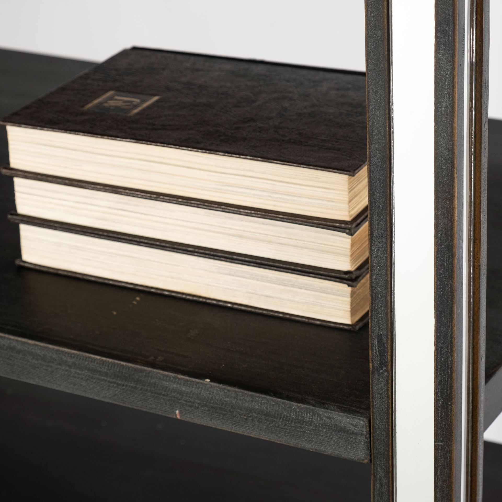 Sunnyvale 32L x 18W x 90H Dark Brown Solid Wood and Mirrored Glass Four Shelf Shelving Unit, Shelving & Bookcase by Mercana, 32" length x 18" width x 90" height View 8