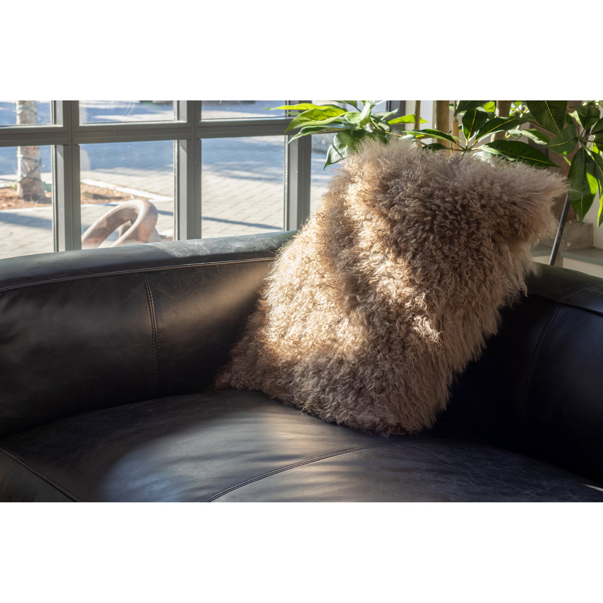 Lamb Fur Pillow Large, Decorative Pillow by Moe's Home, 22" width x 22" height x 3" depth View 3