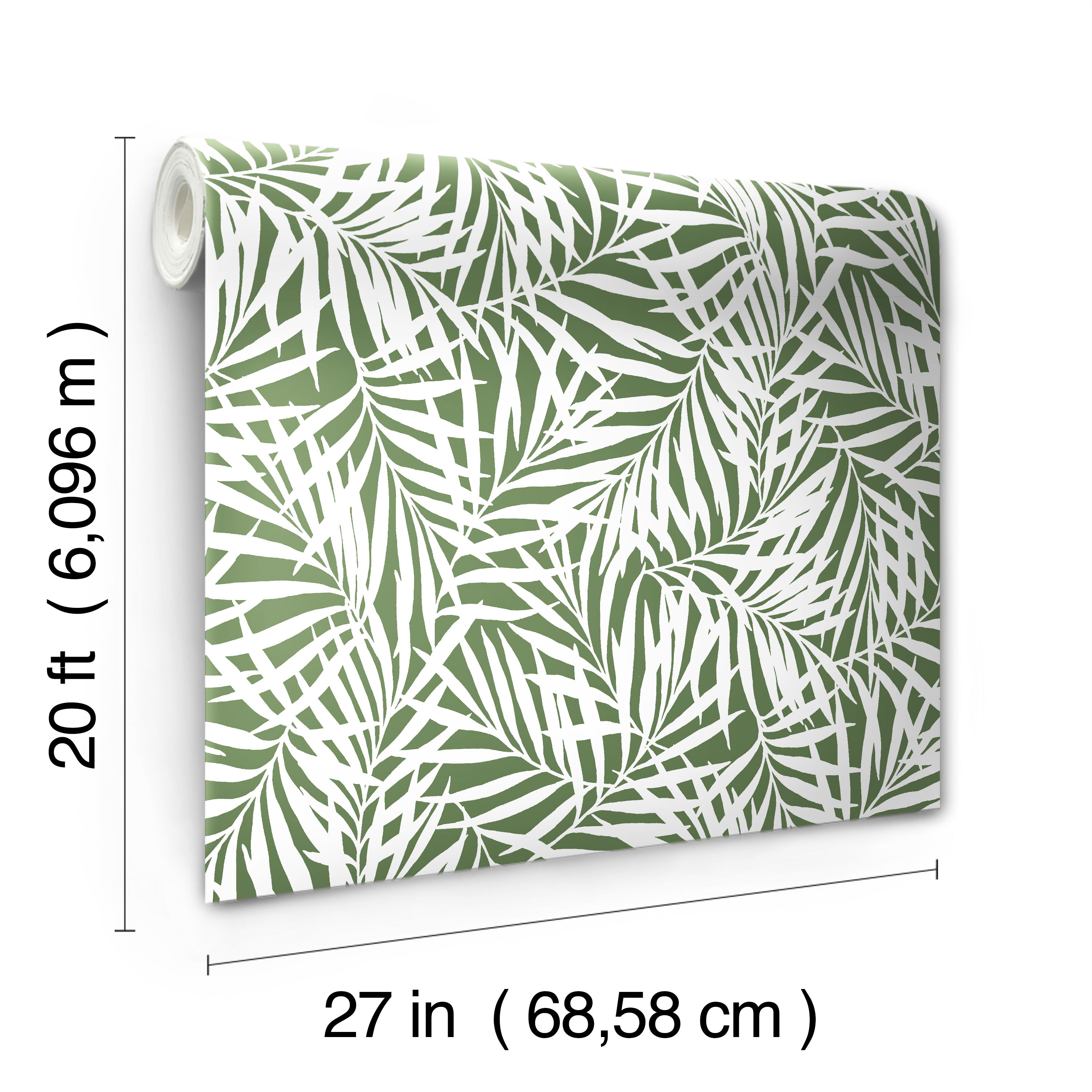 Oahu Fronds Green Peel & Stick Wallpaper large image 