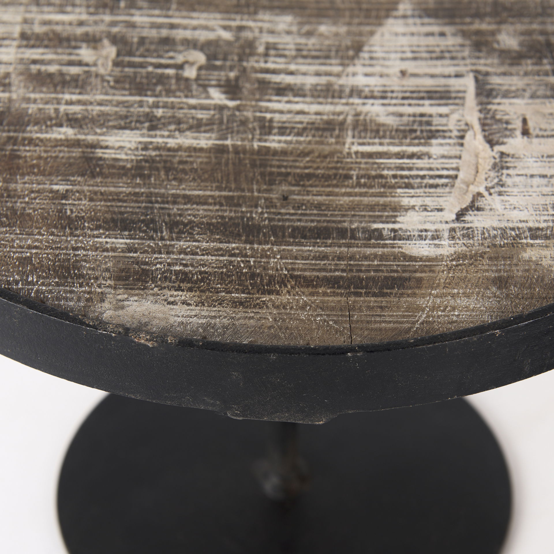 Lorenz (Set of 3) Light Brown Wood with Black Metal Base Round Decorative Display Stands, Decorative Tray by Mercana, 12" length x 12" width x 8" height View 8