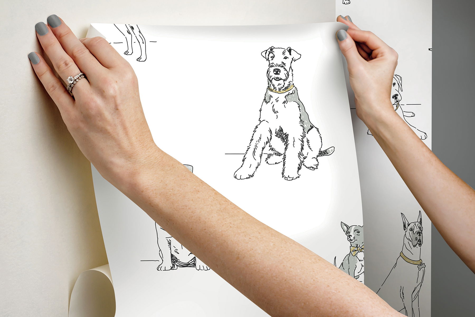 Dog's Life Silver & Gold Peel & Stick Wallpaper large image 