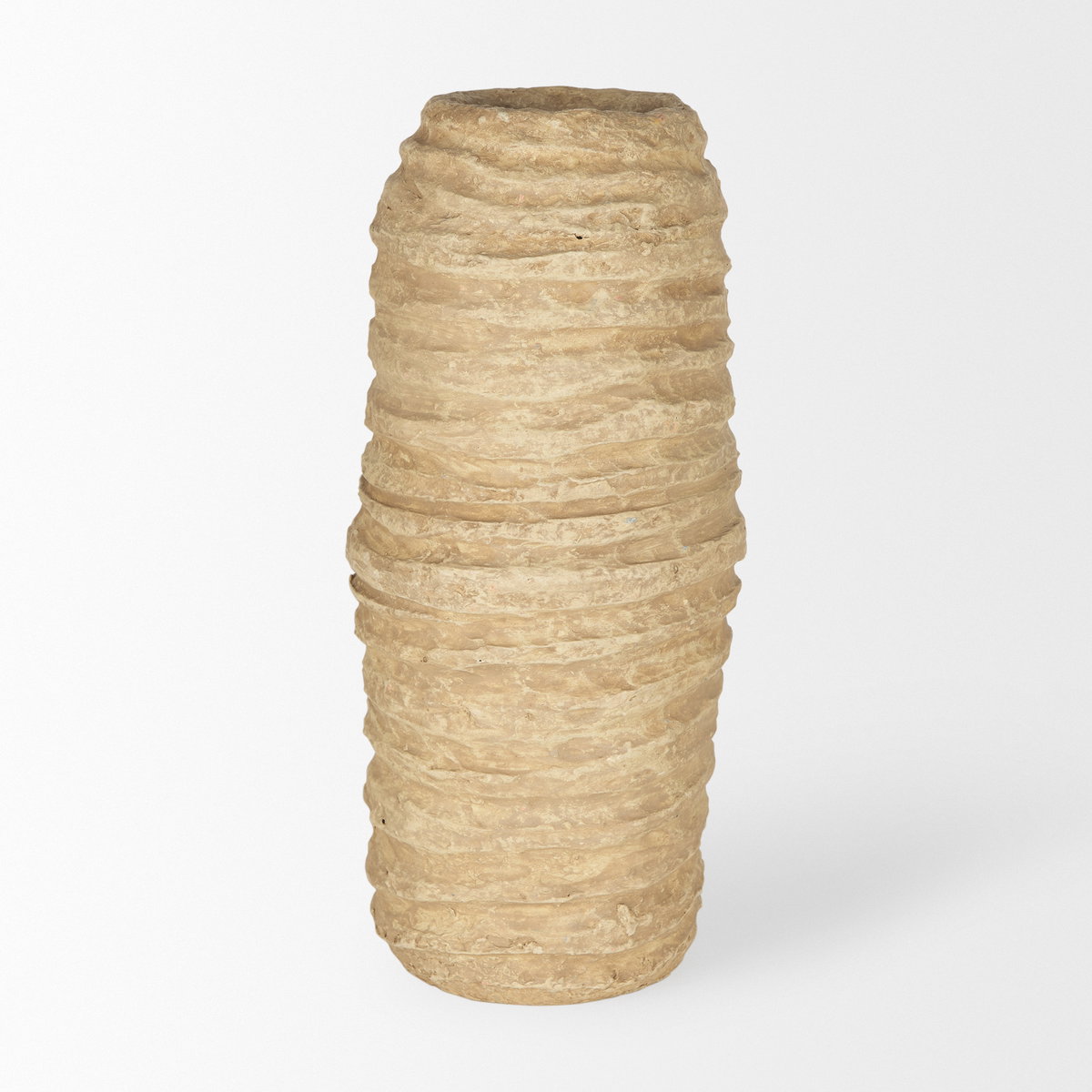 Kamli Large Beige Paper Mache Vase, by Mercana, 8" length x 8" width x 18" height View 4