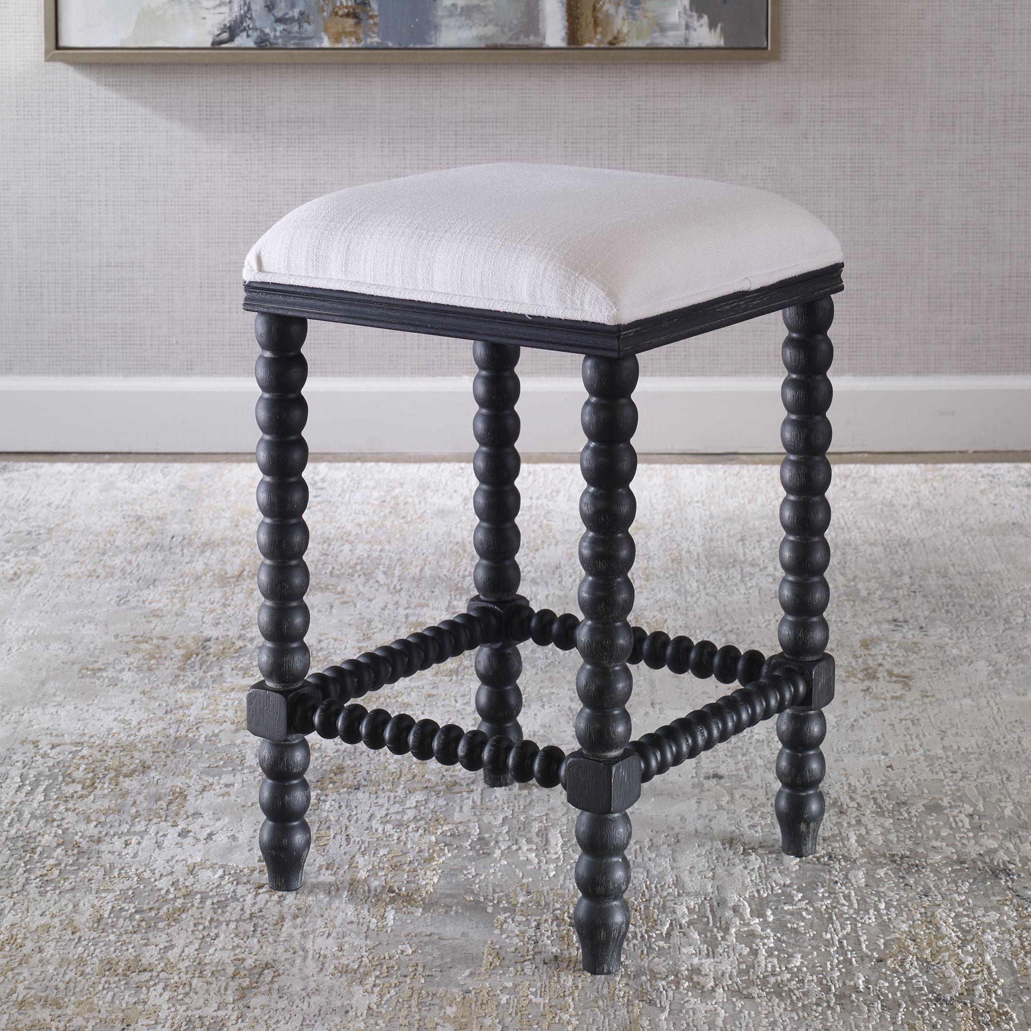 Pryce Black Backless Counter Stool large image 