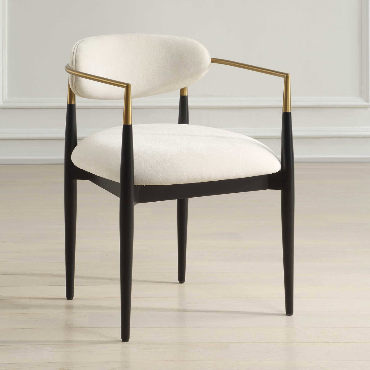Moxie White Dining Arm Chair, Dining Chair by Uttermost, 22" width x 30.5" height x 23.5" depth View 3