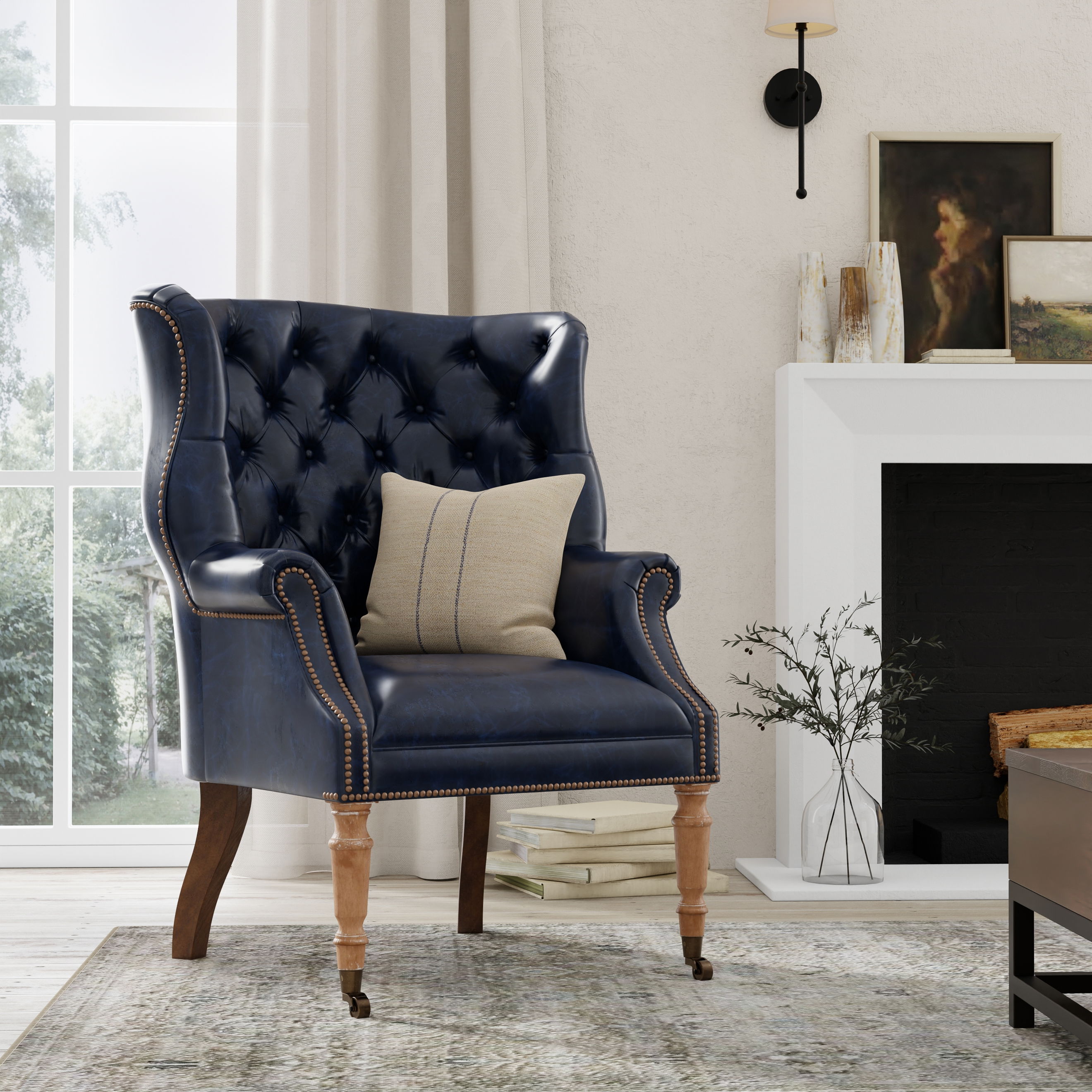 Welsh Blue Leather Chair large image 