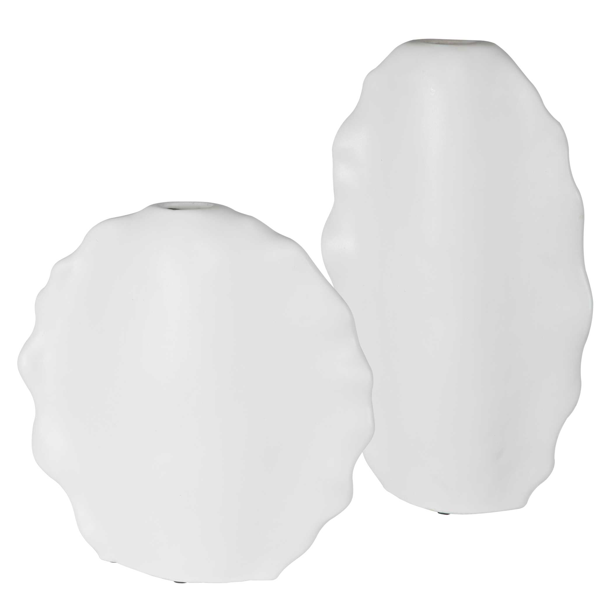 Ruffled Feathers Modern White Vases Set/2, Decorative by Uttermost, 12" width x 20" height x 5" depth View 3