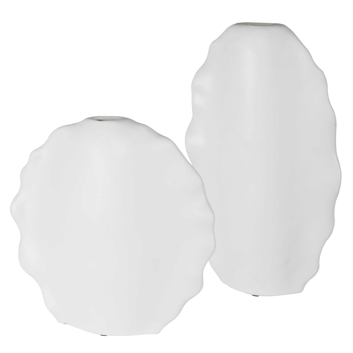 Ruffled Feathers Modern White Vases Set/2, Decorative by Uttermost, 12" width x 20" height x 5" depth View 3